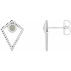 14K White Opal Cabochon Pyramid Earrings - Siddiqui Jewelers