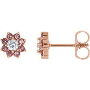 14K Rose Baby Pink Topaz & 1/8 CTW Diamond Earrings - Siddiqui Jewelers
