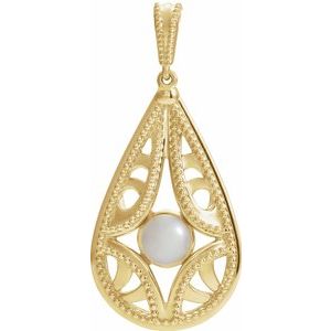 14K Yellow Vintage-Inspired Freshwater Cultured Pearl Pendant - Siddiqui Jewelers