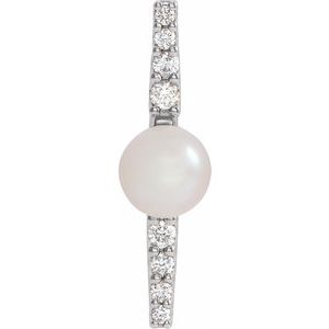 14K White Freshwater Cultural Pearl & 1/6 CTW Diamond Pendant - Siddiqui Jewelers
