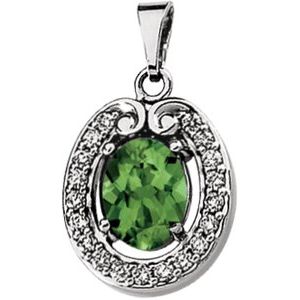 Genuine Green Tourmaline & Diamond Pendant - Siddiqui Jewelers