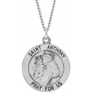 Sterling Silver 18 mm St. Anthony Medal - Siddiqui Jewelers