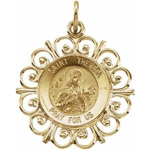 14K Yellow 18 mm St. Theresa Medal - Siddiqui Jewelers