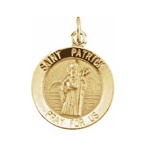 14K Yellow 15 mm Round St. Patrick Medal - Siddiqui Jewelers