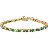 14K Yellow Natural Emerald & 2 CTW Natural Diamond Line 7" Bracelet Siddiqui Jewelers