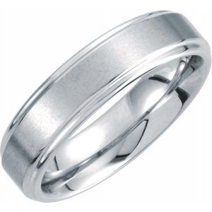 White Tungsten 6 mm Satin and Polished Edge Band Size 8.5-Siddiqui Jewelers