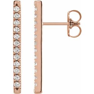 14K Rose 1/3 CTW Diamond French-Set Bar Earrings - Siddiqui Jewelers