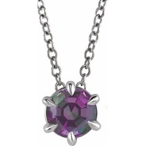 14K White 4 mm Lab-Grown Alexandrite Solitaire 16-18" Necklace Siddiqui Jewelers