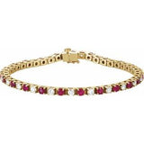 14K Yellow Natural Ruby & 2 1/3 CTW Natural Diamond Line 7" Bracelet Siddiqui Jewelers