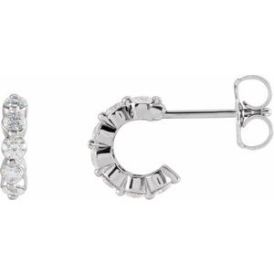 Sterling Silver 3/8 CTW Natural Diamond 9.25 mm Hoop Earrings Siddiqui Jewelers