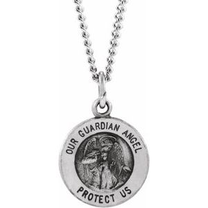 Sterling Silver 22 mm Guardian Angel Necklace - Siddiqui Jewelers
