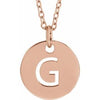 18K Rose Gold-Plated Sterling Silver Initial G 10 mm Disc 16-18" Necklace-Siddiqui Jewelers