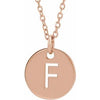 18K Rose Gold-Plated Sterling Silver Initial F 10 mm Disc 16-18" Necklace-Siddiqui Jewelers