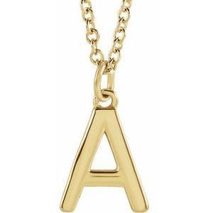 14K Yellow Initial A Dangle 16" Necklace Siddiqui Jewelers
