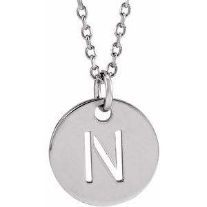 14K White Initial N 16-18" Necklace Siddiqui Jewelers