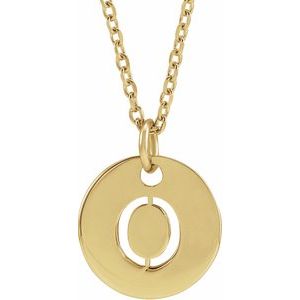 18K Yellow Gold-Plated Sterling Silver Initial O 10 mm Disc 16-18" Necklace-Siddiqui Jewelers
