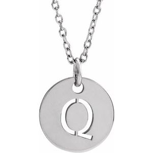 14K White Initial Q 16-18" Necklace Siddiqui Jewelers