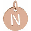 18K Rose Gold-Plated Sterling Silver Initial N 10 mm Disc Pendant-Siddiqui Jewelers