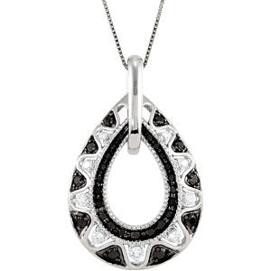 14K White 1/2 CTW Black & White Diamond 18" Necklace - Siddiqui Jewelers