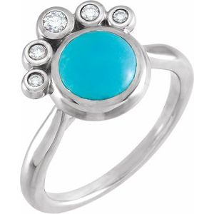 14K White Bluebird Turquoise & 1/8 CTW Diamond Ring - Siddiqui Jewelers