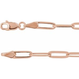 14K Rose 3.85 mm Paperclip-Style 7" Chain Siddiqui Jewelers