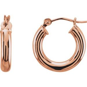 14K Rose Tube 15 mm Hoop Earrings Siddiqui Jewelers