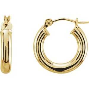 14K Yellow Tube 15 mm Hoop Earrings Siddiqui Jewelers