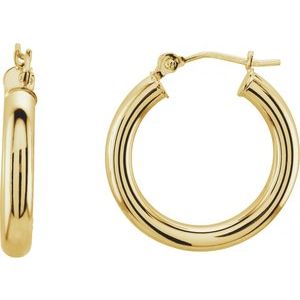 14K Yellow Tube 20 mm Hoop Earrings Siddiqui Jewelers