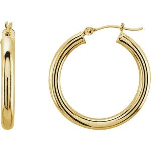 14K Yellow Tube 25 mm Hoop Earrings Siddiqui Jewelers