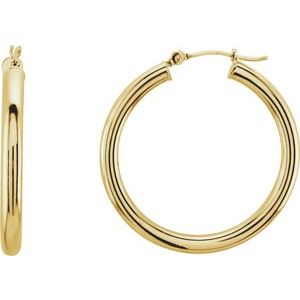 14K Yellow Tube 30 mm Hoop Earrings Siddiqui Jewelers