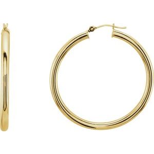 14K Yellow Tube 40 mm Hoop Earrings Siddiqui Jewelers