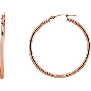 14K Rose Tube 34 mm Hoop Earrings Siddiqui Jewelers
