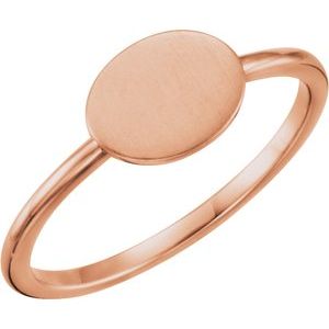 14K Rose Oval Engravable Ring - Siddiqui Jewelers
