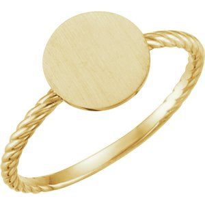14K Yellow Round Engravable Rope Ring - Siddiqui Jewelers