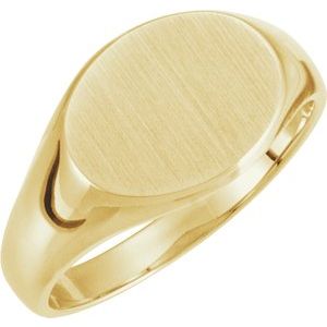 10K Yellow 12x9 mm Oval Signet Ring -Siddiqui Jewelers