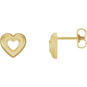 14K Yellow 8.5x8 mm Heart Earrings Siddiqui Jewelers