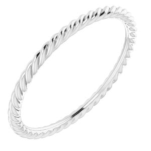 10K White 1.5 mm Skinny Rope Band Size 7-Siddiqui Jewelers