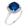 14K White Lab-Grown Blue Sapphire & 1/6 CTW Diamond Ring  -Siddiqui Jewelers