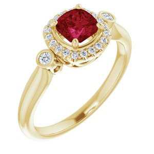 14K Yellow Ruby & 1/6 CTW Diamond Ring-Siddiqui Jewelers