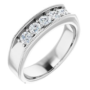 14K White 3/4 CTW Diamond Men's Ring   -Siddiqui Jewelers