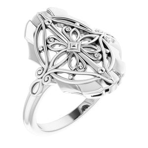 14K White Vintage-Inspired Ring - Siddiqui Jewelers