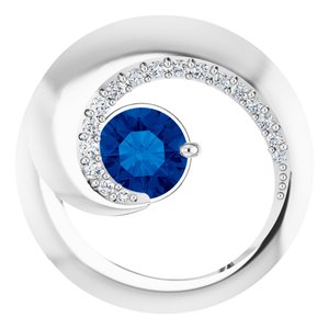 14K White Blue Sapphire & 1/5 CTW Diamond Pendant - Siddiqui Jewelers