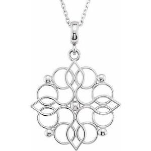 Sterling Silver 27x18.75 mm Floral-Inspired 18" Necklace - Siddiqui Jewelers