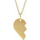 14K Yellow 14x10 mm Right Broken Heart 16-18" Necklace-Siddiqui Jewelers