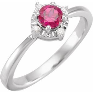 14K White Lab-Grown Ruby & .04 CTW Natural Diamond Halo-Style Ring  Siddiqui Jewelers