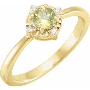 14K Yellow Natural Peridot & .04 CTW Natural Diamond Halo-Style Ring Siddiqui Jewelers