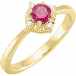 14K Yellow Lab-Grown Ruby & .04 CTW Natural Diamond Halo-Style Ring  Siddiqui Jewelers