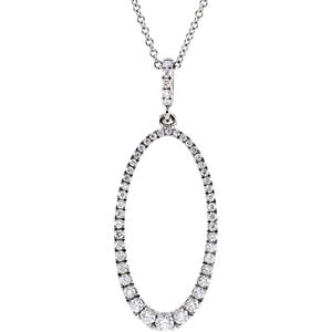 14K White 5/8 CTW Diamond Oval Silhouette 18" Necklace - Siddiqui Jewelers