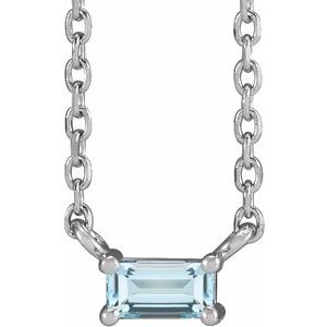 Sterling Silver Natural Sky Blue Topaz Solitaire 18" Necklace-Siddiqui Jewelers