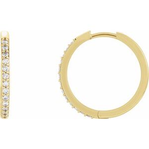 14K Yellow 1/8 CTW Natural Diamond Hinged 18 mm Hoop Single Earring Siddiqui Jewelers